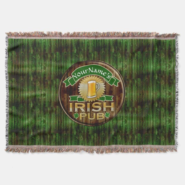 Personlig Namn Irish Pub Sign St. Patrick's Day Filt (Framsidan)