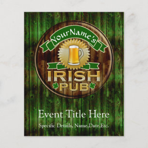Personlig Namn Irish Pub Sign St. Patrick's Day Flygblad