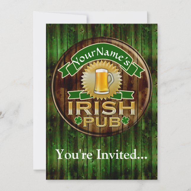 Personlig Namn Irish Pub Sign St. Patrick's Day Inbjudningar (Framsida)
