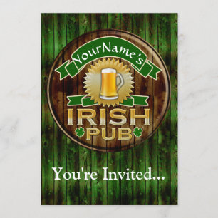Personlig Namn Irish Pub Sign St. Patrick's Day Inbjudningar
