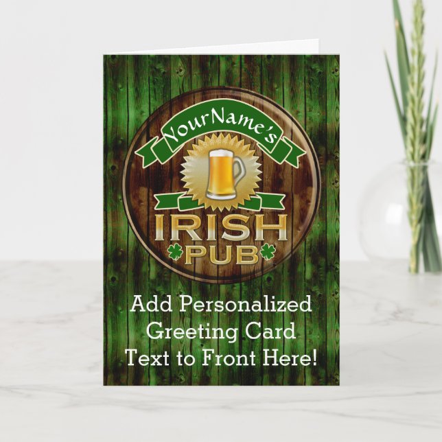 Personlig Namn Irish Pub Sign St. Patrick's Day Kort (Framsida)