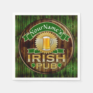 Personlig Namn Irish Pub Sign St. Patrick's Day Pappersservett