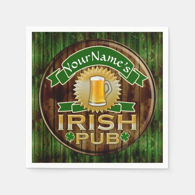 Personlig Namn Irish Pub Sign St. Patrick's Day Pappersservett (Framsidan)