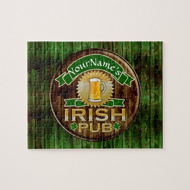 Personlig Namn Irish Pub Sign St. Patrick's Day Pussel (Horisontell)