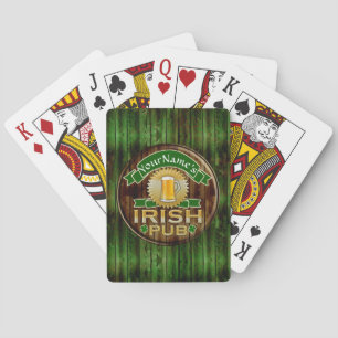 Personlig Namn Irish Pub Sign St. Patrick's Day Spelkort