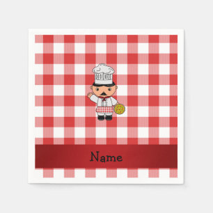 Personlig namn italian kock röd vit checkers pappersservett