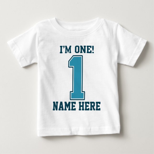 Personlig Namn, jag är en, Big Blue Number 1 T Shirt (Framsida)