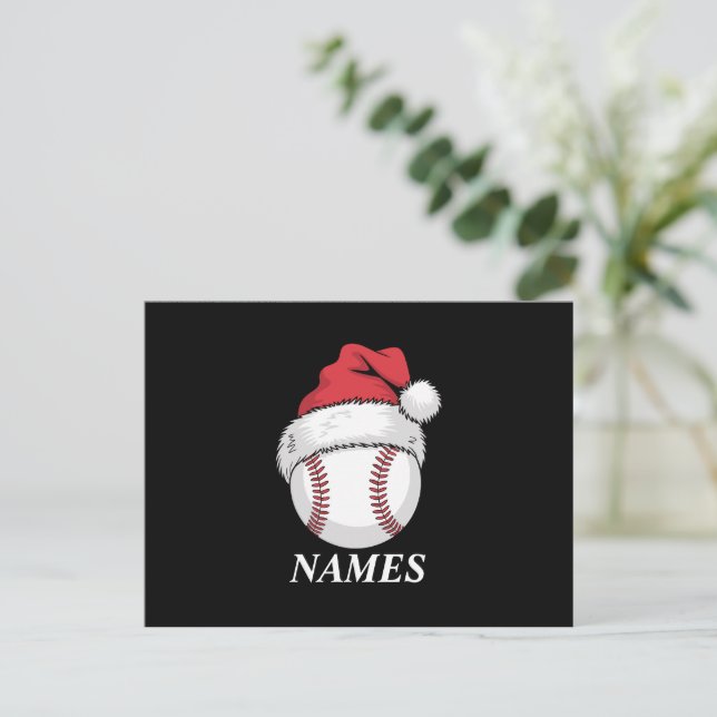 Personlig Namn jul Baseball Santa Hat Helg Vykort (Stående Fram)