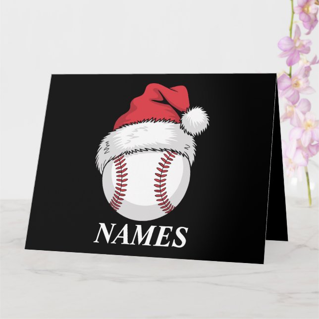 Personlig Namn jul Baseball Santa Hat Kort (Orkide)
