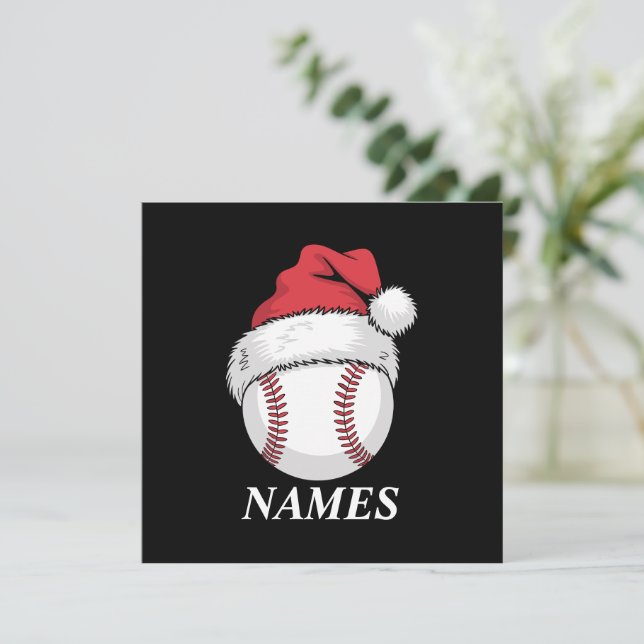 Personlig Namn Jul Baseboll Santa Hatt Julkort (Stående Fram)