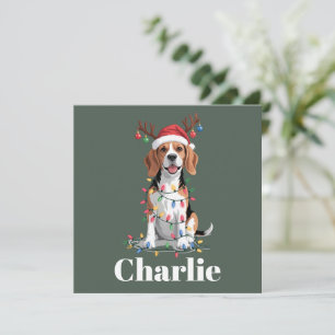 Personlig Namn Jul Beagle Hund Älskare Julkort
