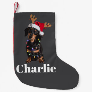 Personlig Namn Jul Dachshund Hund Ljus Liten Julstrumpa