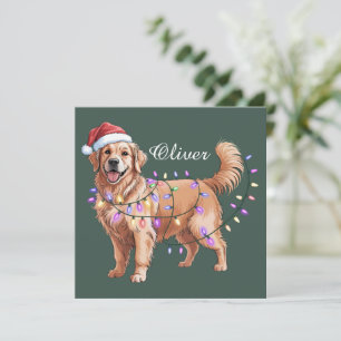 Personlig Namn Jul Golden Retriever Hund  Julkort