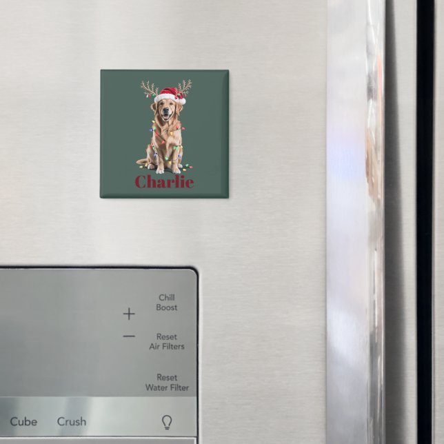 Personlig Namn jul Golden Retriever Hund Magnet (In Situ (Fridge))