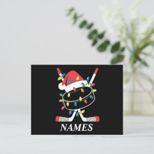Personlig Namn jul Hockey Julafton Santa Hat Helg Vykort