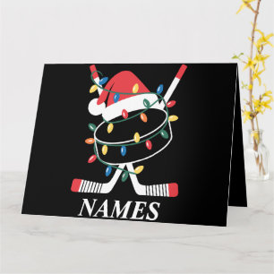 Personlig Namn jul Hockey Julafton Santa Hat Kort
