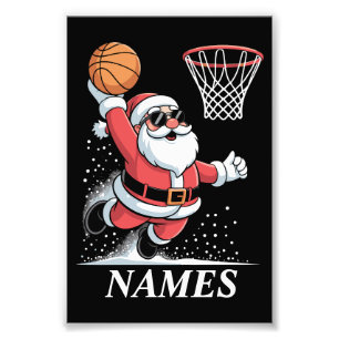 Personlig Namn Jul Santa Dunking Basketboll Fototryck
