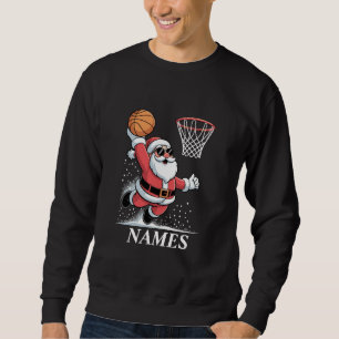 Personlig Namn Jul Santa Dunking Basketboll Lång Ärmad Tröja