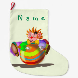 Personlig Namn julklapp med clown Stor Julstrumpa