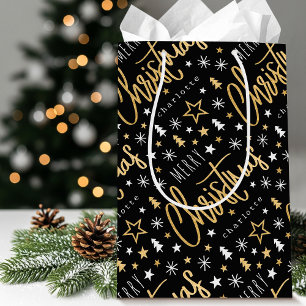 Personlig Namn julskript Black Faux Guld