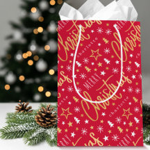 Personlig Namn-julskript Red Faux Guld