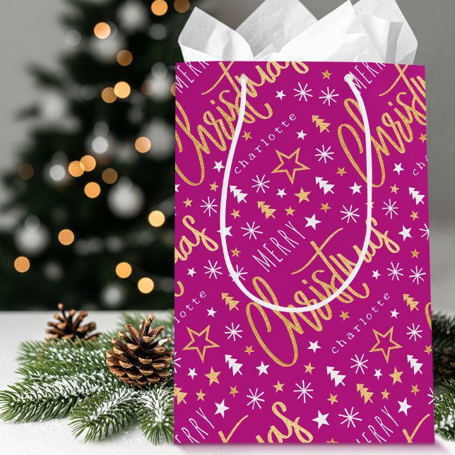 Personlig Namn, julskript Rosa Faux Guld (Skapare uppladdad)