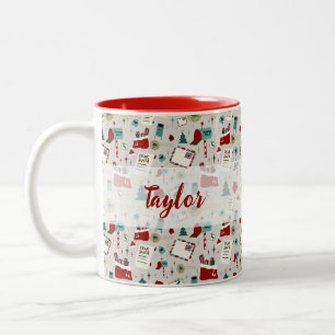Personlig Namn jultomten Brev Två-Tonad Mugg