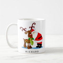Personlig Namn jultomten och renjulen Kaffemugg
