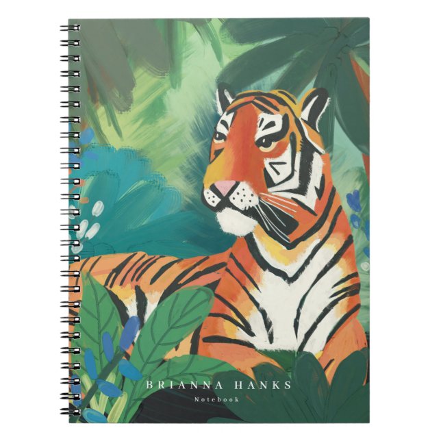 Personlig Namn Jungle TIger Anteckningsbok (Framsidan)
