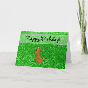 Personlig namn kangaroo grönt glitter kort