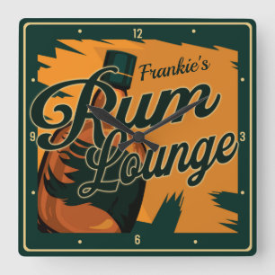 Personlig NAMN Karibiska Mörken Rum Pub Lounge Fyrkantig Klocka