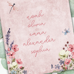 Personlig Namn Keepsaké WildblomRosa Fleecefilt