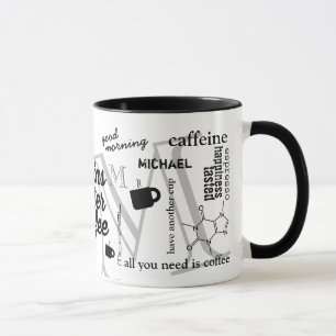 personlig namn-koffeinkollin, svart mugg