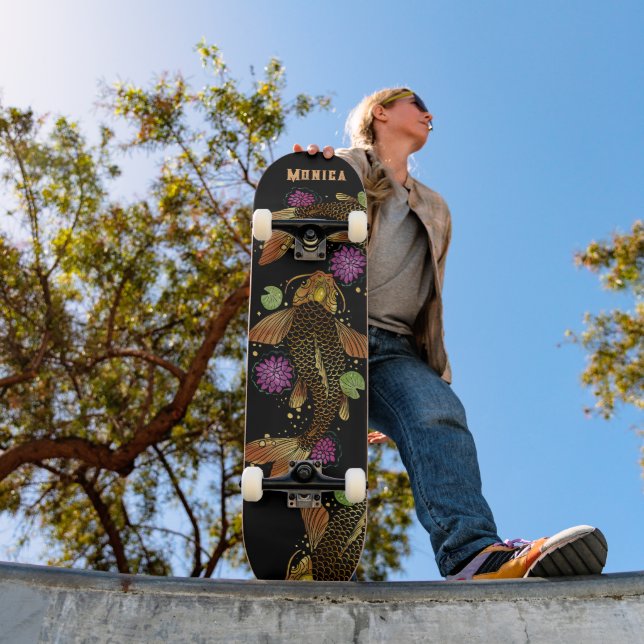 Personlig Namn Koi Fish Mini Skateboard Bräda 18,5 Cm (Utomhus 1)