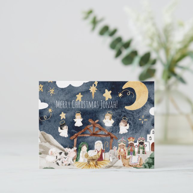 Personlig Namn Kristna Barn Jul Vykort (Stående Fram)