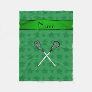 Personlig namn lacrosse grönt stjärnor fleecefilt