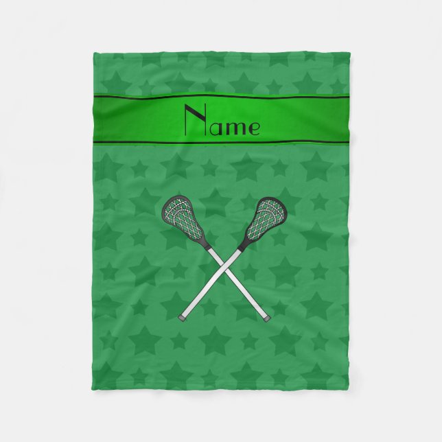Personlig namn lacrosse grönt stjärnor fleecefilt (Framsidan)