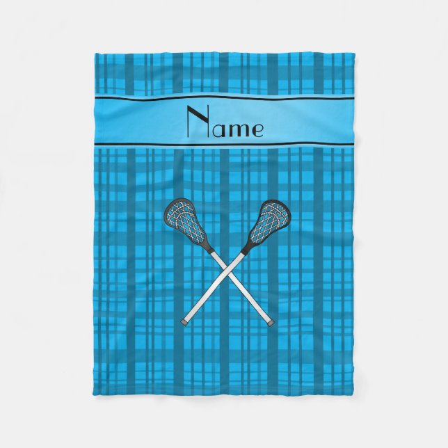 Personlig namn lacrosse himmel plaid fleecefilt (Framsidan)