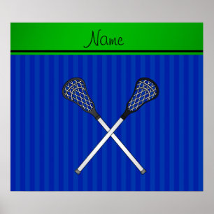 Personlig namn lacrosse sticks blue rand poster