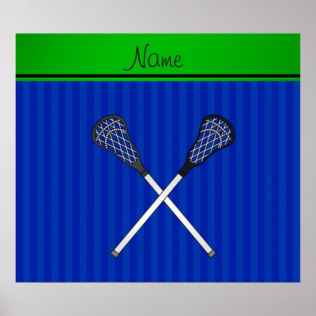 Personlig namn lacrosse sticks blue rand poster (Framsidan)