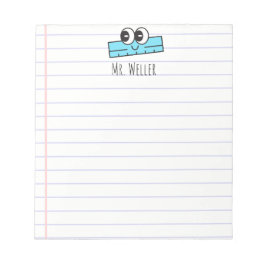 Personlig Namn Lärare Cute Smiling Ruler Anteckningsblock