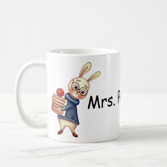 Personlig Namn Lärare Gift Kopp Mugg Bunny Bokar (Vänster)