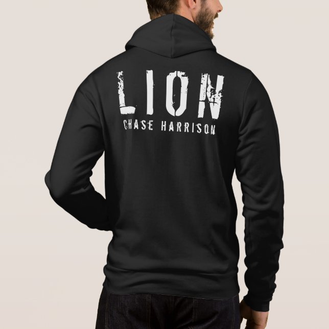Personlig Namn Lejon svartvitt T Shirt (Baksida)
