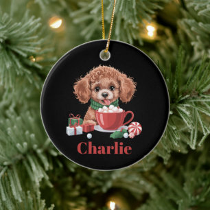Personlig Namn Leksakspudel Hundälskare Jul  Julgransprydnad Keramik