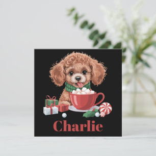 Personlig Namn Leksakspudel Hundälskare Jul Julkort