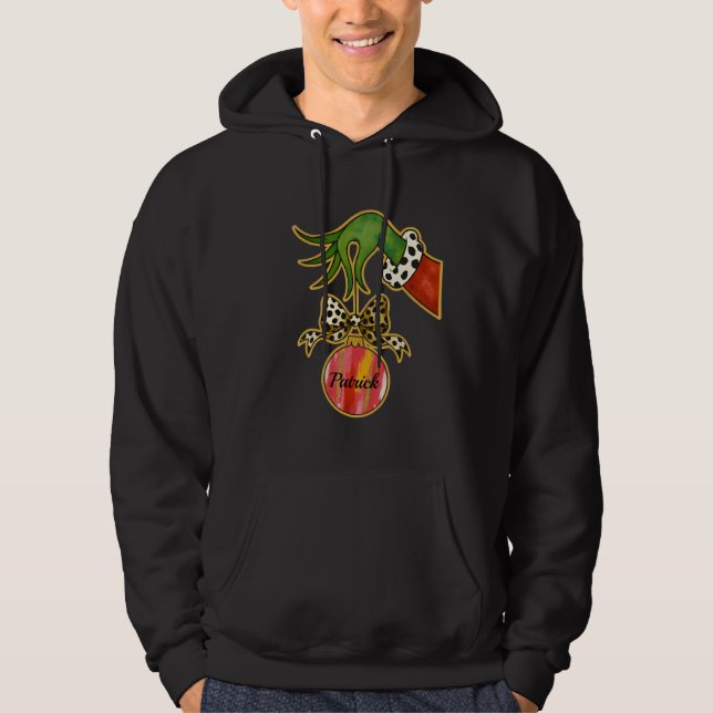 personlig namn Leopardbåge Papegoja Ornament Hoodie (Framsida)
