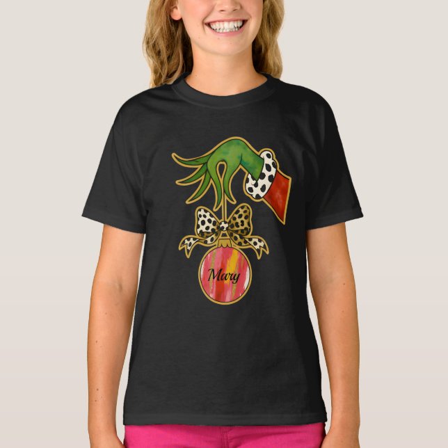 personlig namn Leopardbåge Papegoja Ornament T Shirt (Framsida)