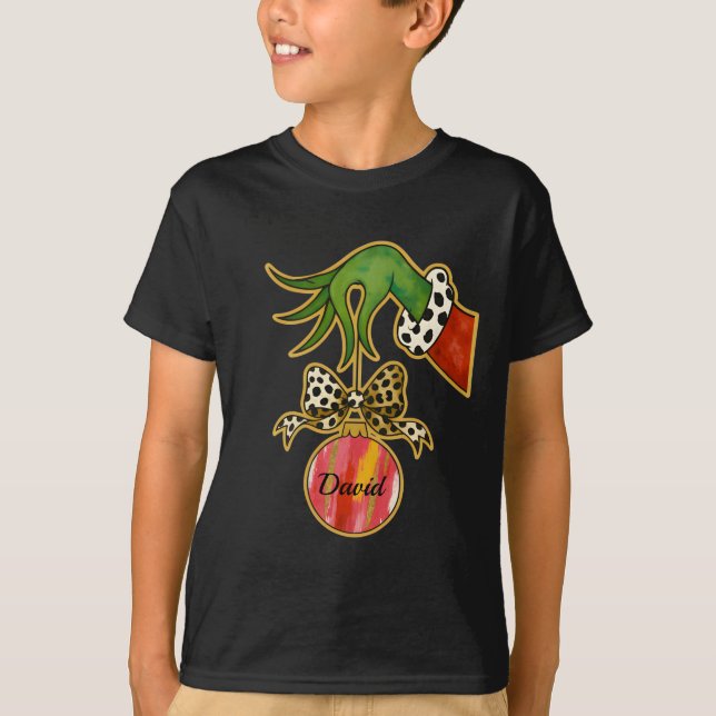 personlig namn Leopardbåge Papegoja Ornament T Shirt (Framsida)