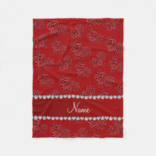 Personlig namn leopardhjärtan fleecefilt