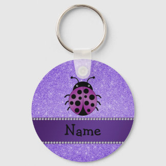 Personlig namn lila ladybug lila glitter nyckelring